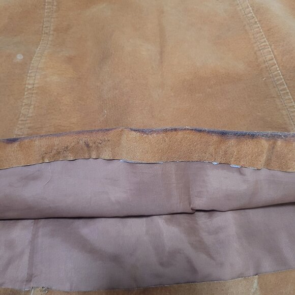 Kathy Ireland Tan Brown Genuine Suede Leather Lined Side Zip Mini Skirt Size 8 - Picture 4 of 11